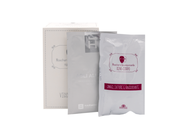 BI-COMPONENT FIRMING MASK FOR BREAST AND STRETCH MARKS<br /><span> POLVERE AGLI ALGINATI | SMAGLIATURE E RASSODANTE</span>